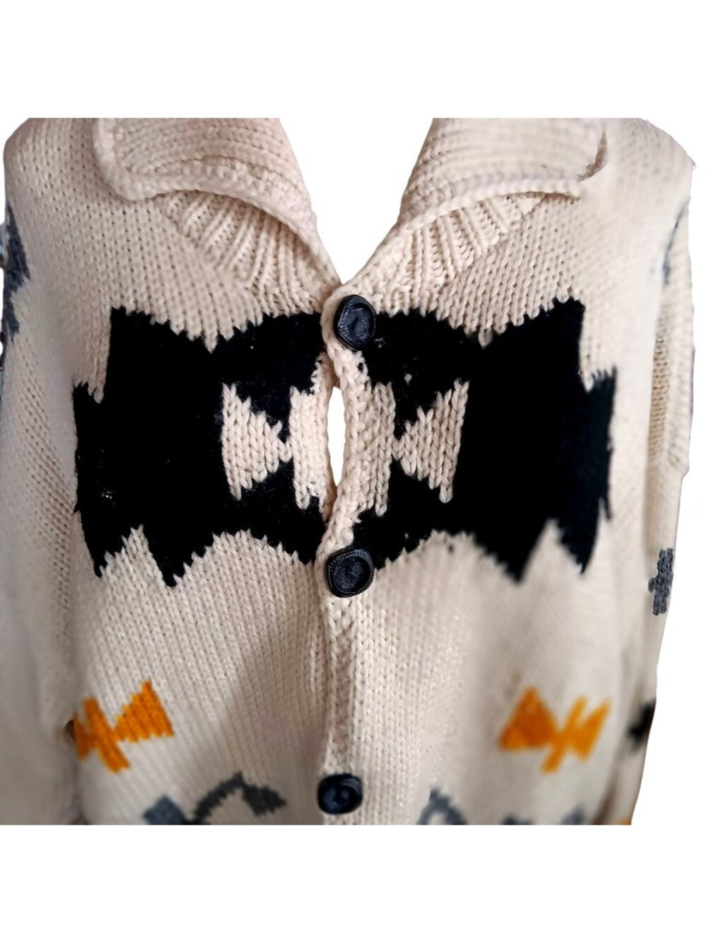 True Vintage XL Sweater Cardigan Jacket Peru Wool Knit Southwestern Coleccion